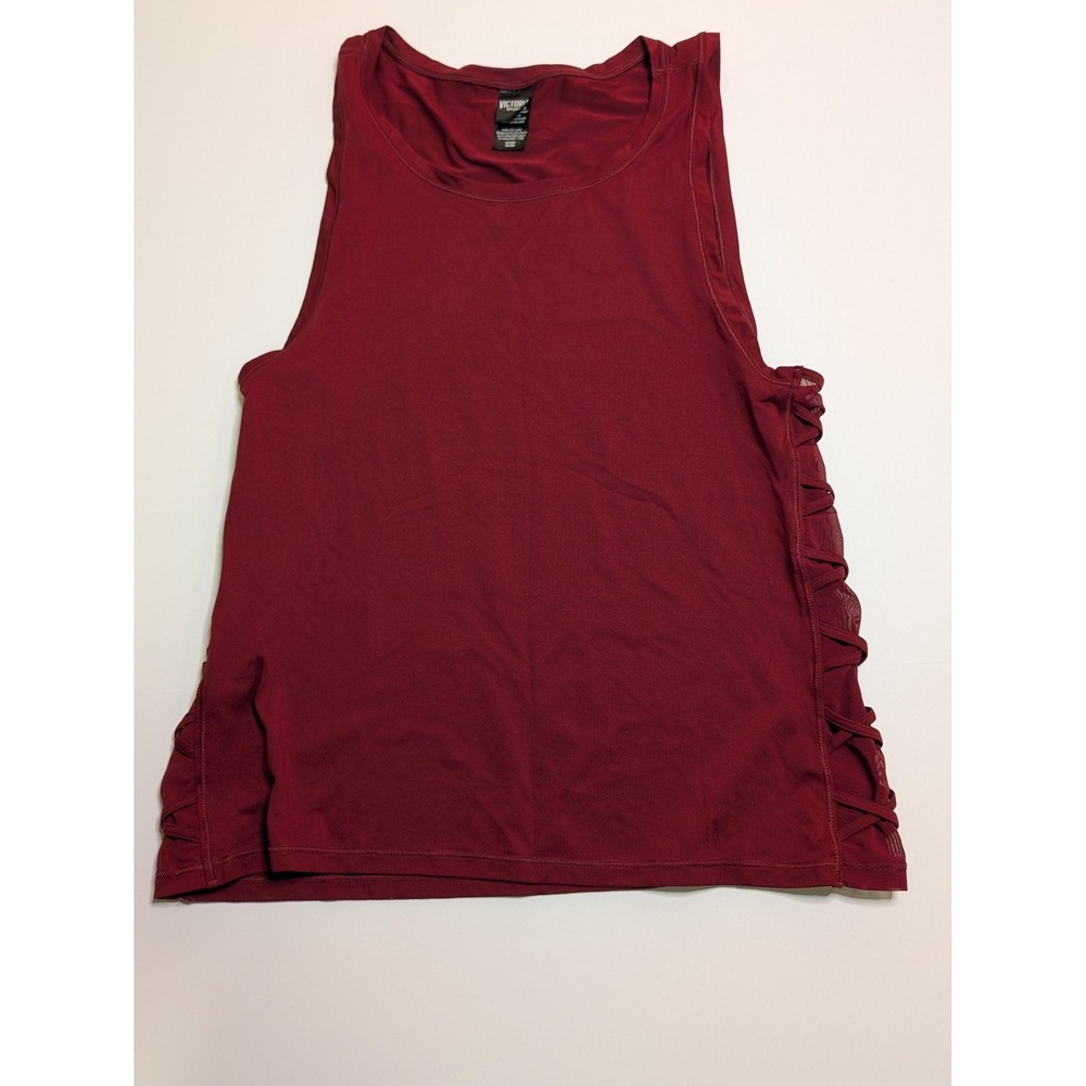Victoria Sport‎ Womens Burgundy Lattice Side Mesh Athletic Tank Top Size S